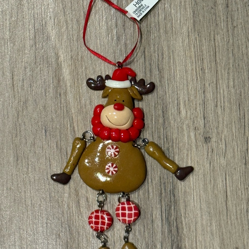 6 in Festive Reindeer Candy Gingerbread Christmas Tree Ornament Holiday Lane